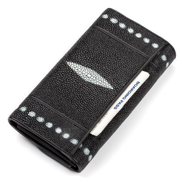 Гаманець жіночий STINGRAY LEATHER 18101 з натуральної шкіри морського скату Чорний 18101 фото