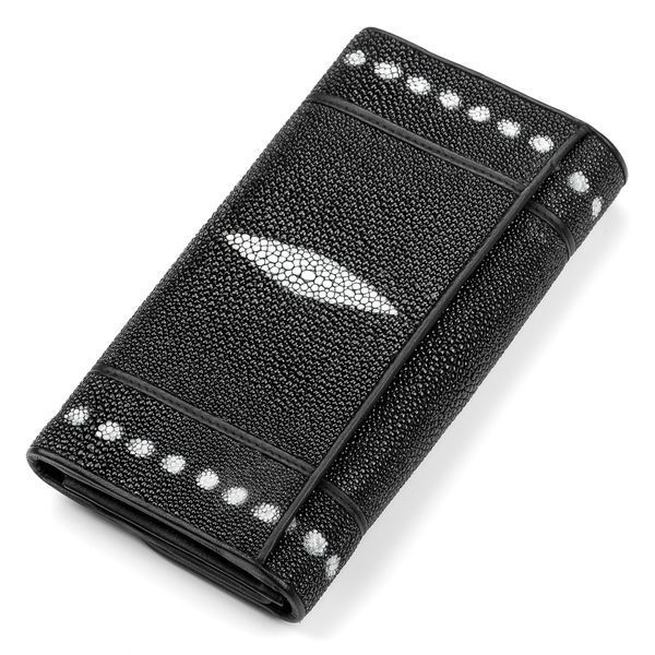 Гаманець жіночий STINGRAY LEATHER 18101 з натуральної шкіри морського скату Чорний 18101 фото