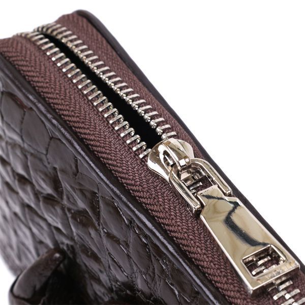 Men's clutch CROCODILE LEATHER 18273 made of genuine crocodile leather Brown 18273 фото