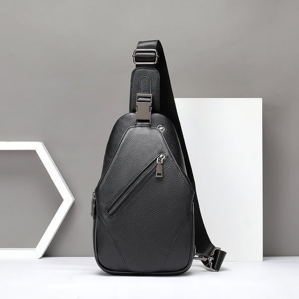 Men's sling crossbody bag in grained leather Vintage 20249 Black 20249 фото
