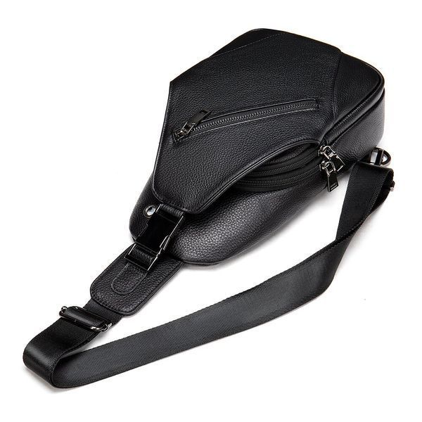 Men's sling crossbody bag in grained leather Vintage 20249 Black 20249 фото