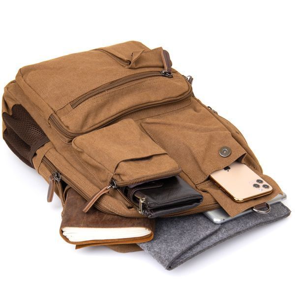 Unisex textile travel backpack Vintage 20619 Brown 20619 фото