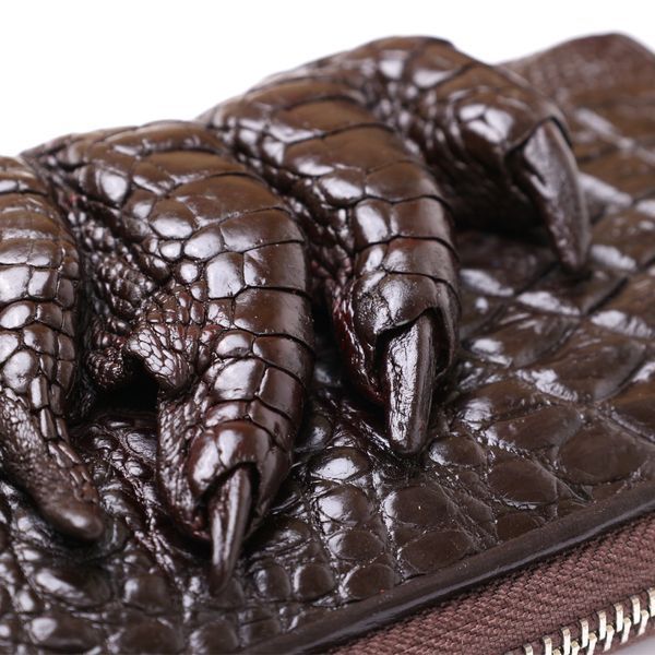 Men's clutch CROCODILE LEATHER 18273 made of genuine crocodile leather Brown 18273 фото