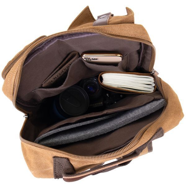 Unisex textile travel backpack Vintage 20619 Brown 20619 фото
