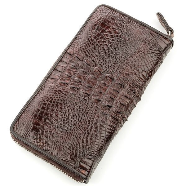 Портмоне чоловіче CROCODILE LEATHER 18587 з натуральної шкіри крокодила Коричневе 18587 фото