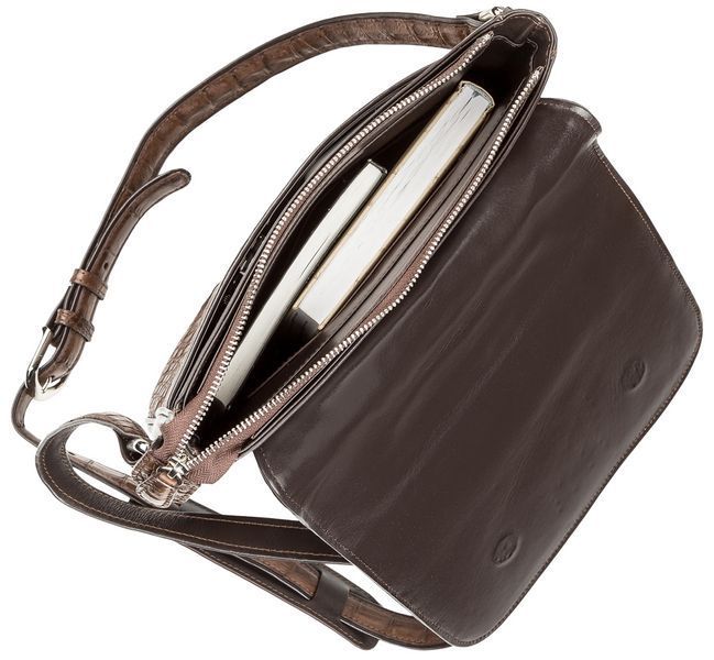 Men's bag CROCODILE LEATHER 18262 made of genuine crocodile leather Brown 18262 фото