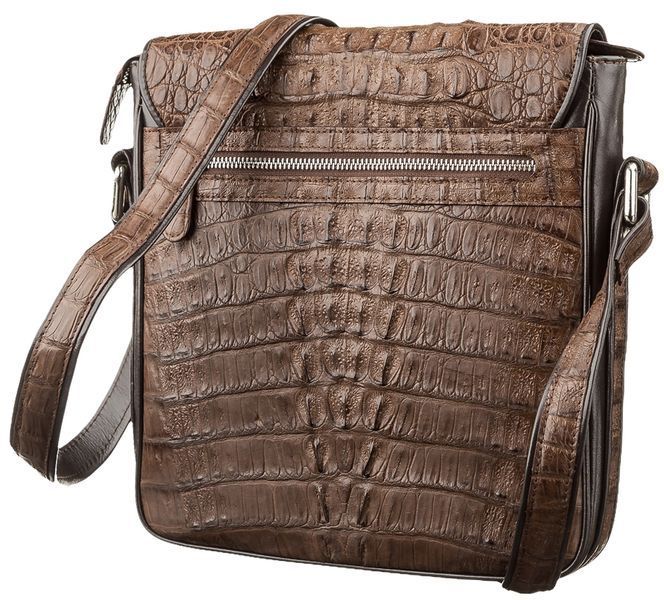 Men's bag CROCODILE LEATHER 18262 made of genuine crocodile leather Brown 18262 фото