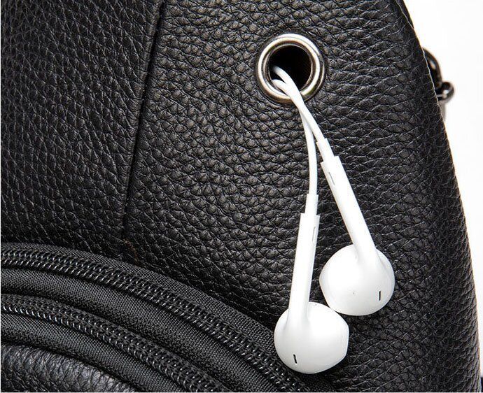 Men's sling crossbody bag in grained leather Vintage 20249 Black 20249 фото