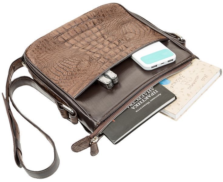 Men's bag CROCODILE LEATHER 18262 made of genuine crocodile leather Brown 18262 фото