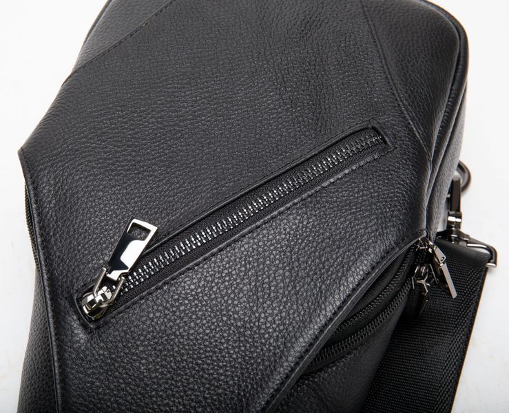 Men's sling crossbody bag in grained leather Vintage 20249 Black 20249 фото