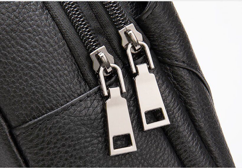 Men's sling crossbody bag in grained leather Vintage 20249 Black 20249 фото