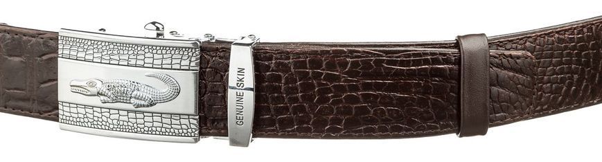 Ремінь автомат CROCODILE LEATHER 18608 з натуральної шкіри крокодила Коричневий 18608 фото