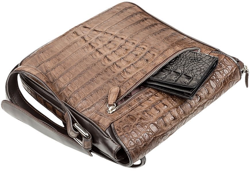 Men's bag CROCODILE LEATHER 18262 made of genuine crocodile leather Brown 18262 фото