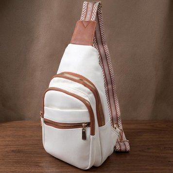 Стильная женская сумка с одной лямкой через плечо из экокожи Vintage 22757 Белый VAL-00923 фото