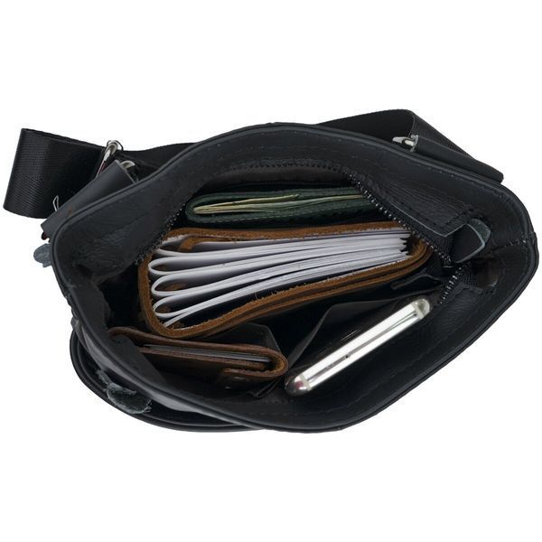 Men's messenger matte with black stitching Vintage 14729 Black 14729 фото