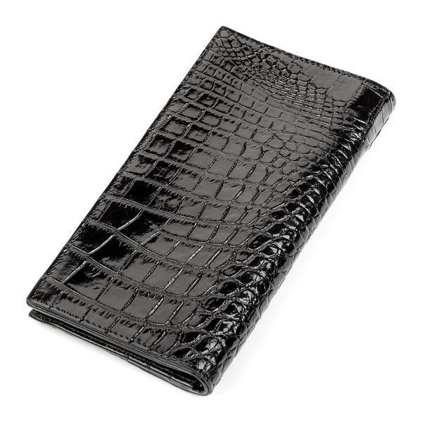 Портмоне вертикальное CROCODILE LEATHER 18267 из натуральной кожи крокодила Черное 18267 фото