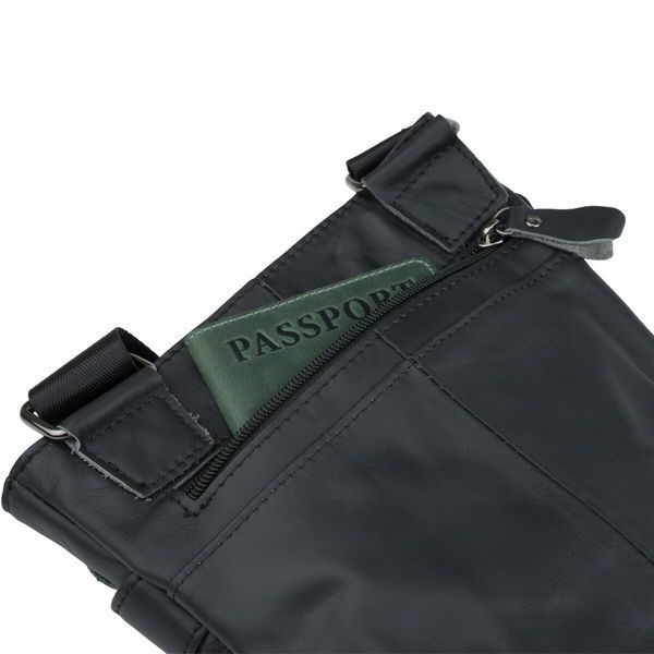 Men's messenger matte with black stitching Vintage 14729 Black 14729 фото