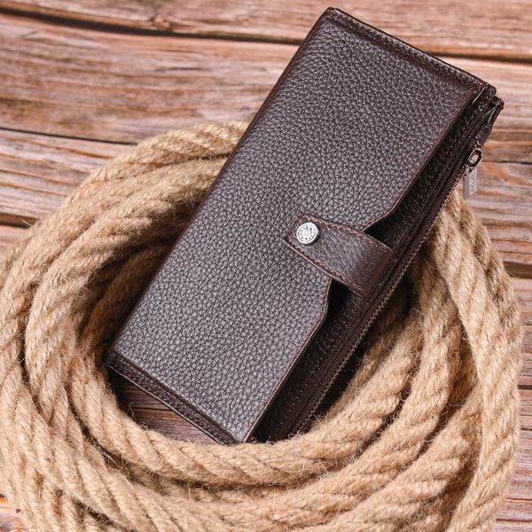 Men's vertical wallet made of genuine leather KARYA 21421 Brown 21421 фото