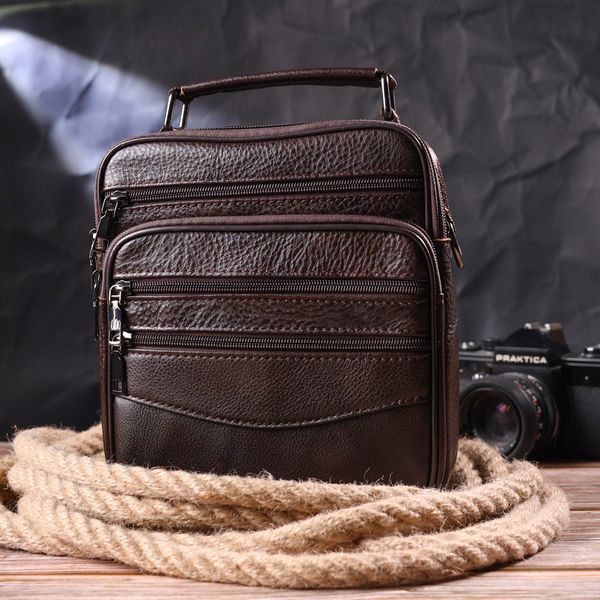 Практична чоловіча сумка шкіряна 21274 Vintage Коричнева 21274 фото