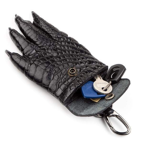 Брелок CROCODILE LEATHER 18228 из натуральной кожи крокодила Чорний 18228 фото