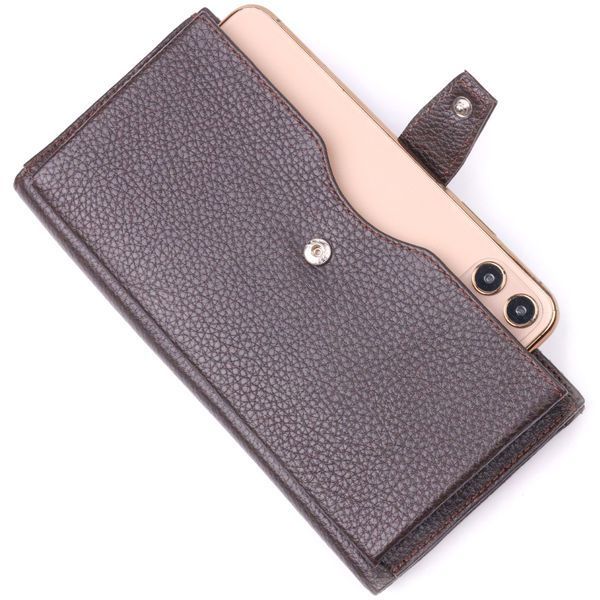 Men's vertical wallet made of genuine leather KARYA 21421 Brown 21421 фото
