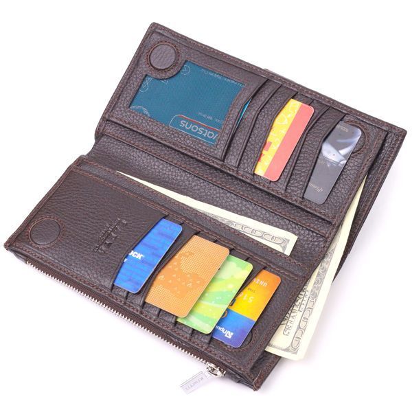 Men's vertical wallet made of genuine leather KARYA 21421 Brown 21421 фото