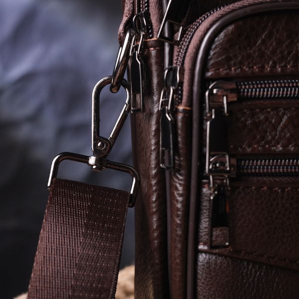 Практична чоловіча сумка шкіряна 21274 Vintage Коричнева 21274 фото