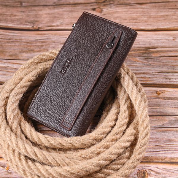 Men's vertical wallet made of genuine leather KARYA 21421 Brown 21421 фото