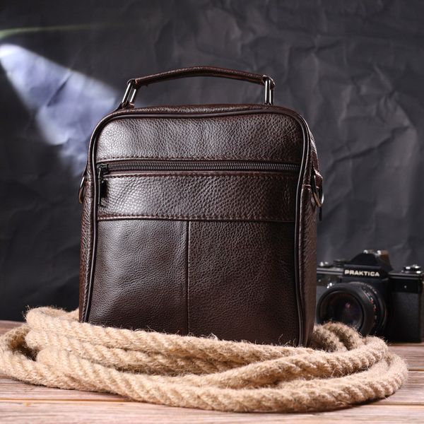 Практична чоловіча сумка шкіряна 21274 Vintage Коричнева 21274 фото