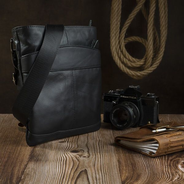 Men's messenger matte with black stitching Vintage 14729 Black 14729 фото