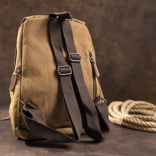 Compact women's textile backpack Vintage 20196 Brown 20196 фото