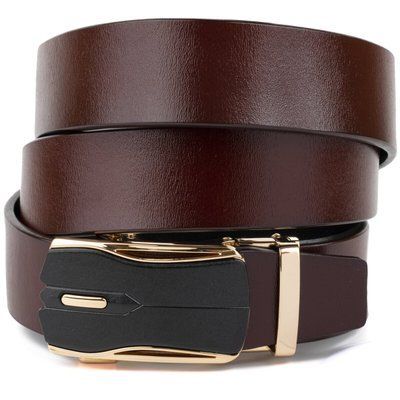 Men's belt with gold buckle automatic Vintage 20325 Brown 20325 фото