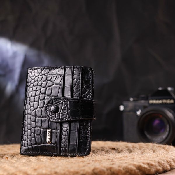 Compact wallet made of genuine leather with crocodile embossing CANPELLINI 21684 Black 21684 фото