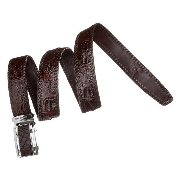 Ремінь-автомат CROCODILE LEATHER 18171 з натуральної шкіри крокодила Коричневий 18171 фото