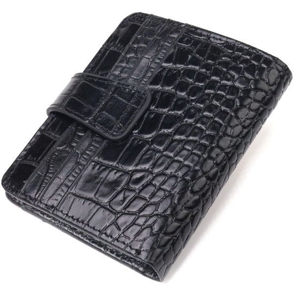 Compact wallet made of genuine leather with crocodile embossing CANPELLINI 21684 Black 21684 фото