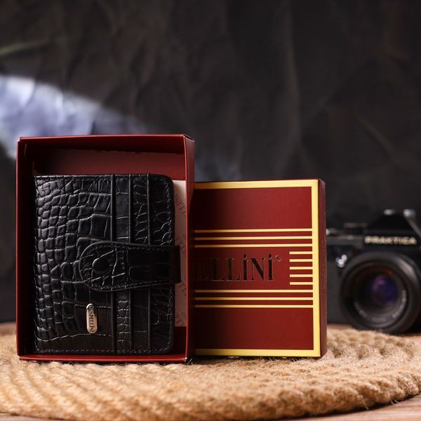 Compact wallet made of genuine leather with crocodile embossing CANPELLINI 21684 Black 21684 фото