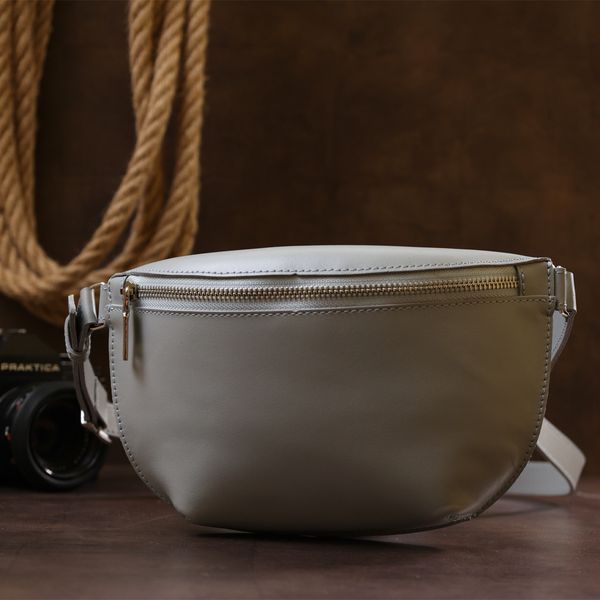 Women's banana bag made of genuine leather Shvigel 16389 Gray 16389 фото