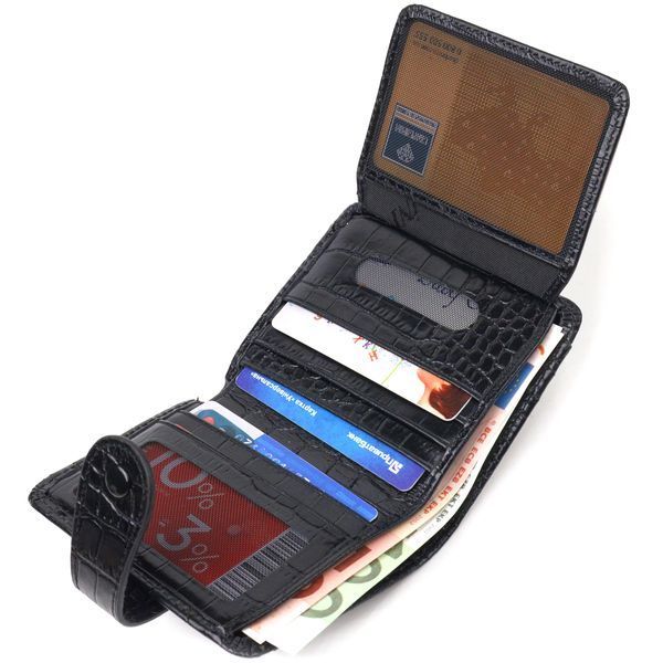 Compact wallet made of genuine leather with crocodile embossing CANPELLINI 21684 Black 21684 фото