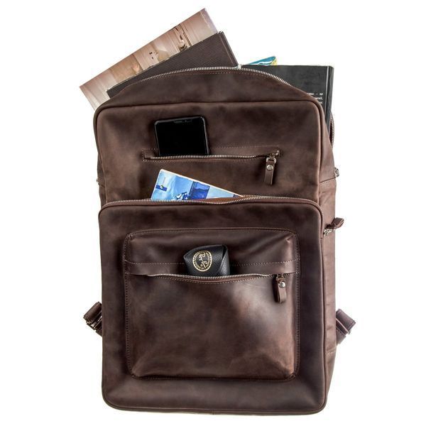 Large backpack in leather Crazy horse Shvigel 15307 Brown 15307 фото