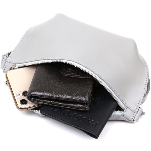 Women's banana bag made of genuine leather Shvigel 16389 Gray 16389 фото