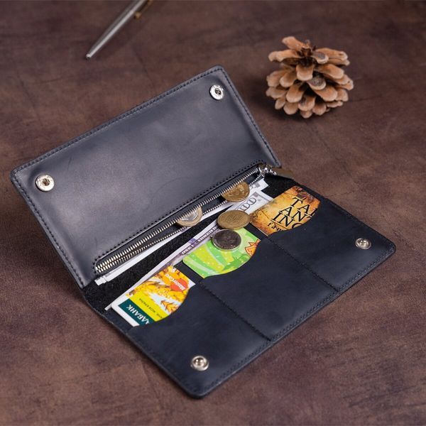 Men's vertical vintage leather wallet SHVIGEL 16200 Black 16200 фото