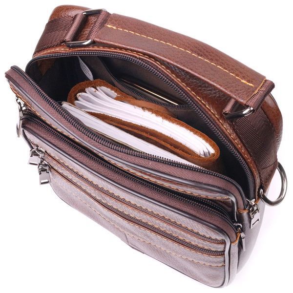 Stylish men's bag made of genuine leather 21275 Vintage Brown 21275 фото