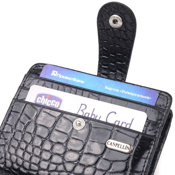 Compact wallet made of genuine leather with crocodile embossing CANPELLINI 21684 Black 21684 фото
