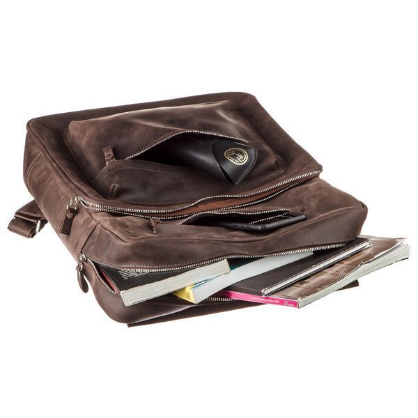 Large backpack in leather Crazy horse Shvigel 15307 Brown 15307 фото