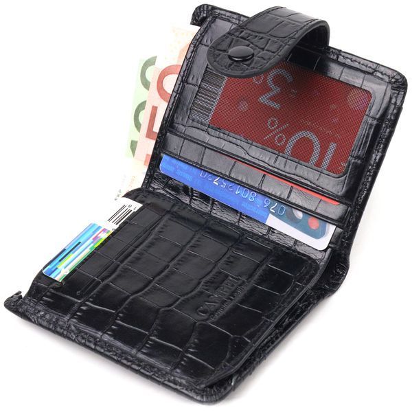 Compact wallet made of genuine leather with crocodile embossing CANPELLINI 21684 Black 21684 фото