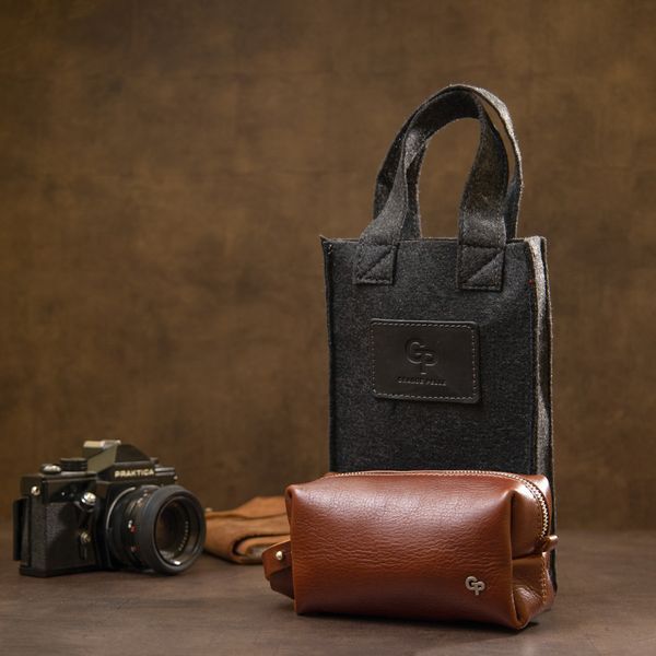 Men's cosmetic bag made of genuine leather GRANDE PELLE 11414 Brown 11414 фото