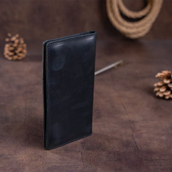 Men's vertical vintage leather wallet SHVIGEL 16200 Black 16200 фото