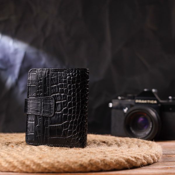 Compact wallet made of genuine leather with crocodile embossing CANPELLINI 21684 Black 21684 фото