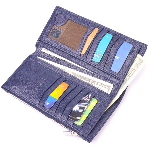 Stylish vertical wallet made of genuine leather KARYA 21423 Blue 21423 фото