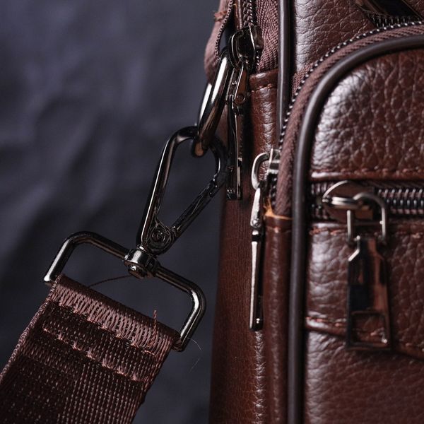 Comfortable men's leather bag with handle 21276 Vintage Brown 21276 фото